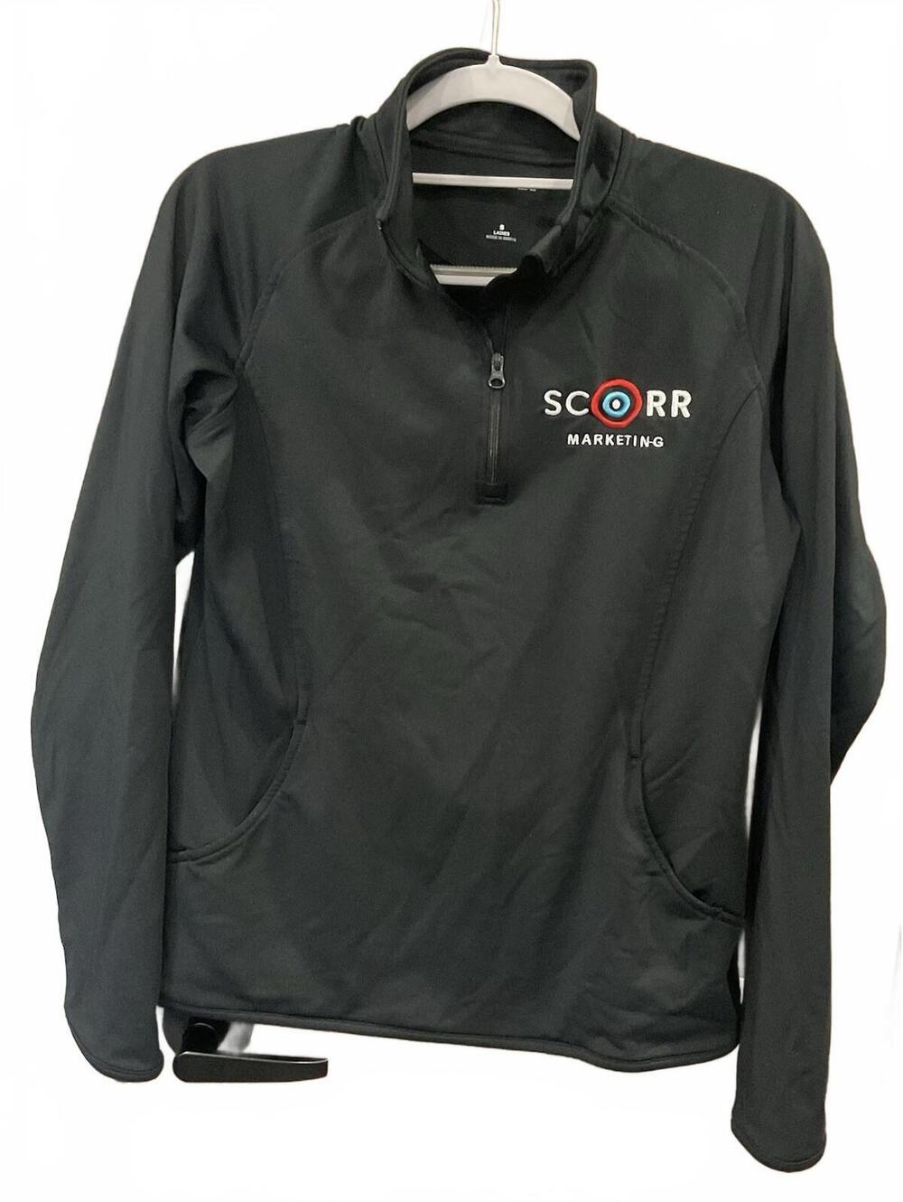 Sport Tex Ladies ZIP Neck Long Sleeve Thumb Hole Black Ath. Sweat Shirt Small